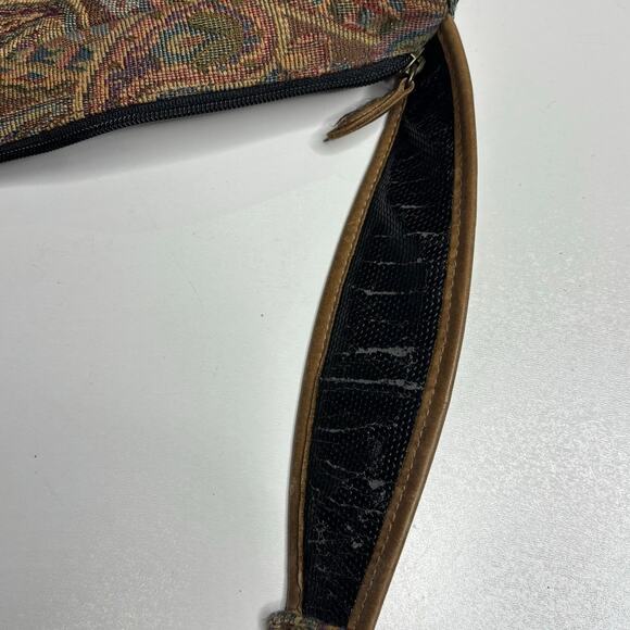 LL Bean Vintage Tapestry Leather Trim Sling Backpack - Picture 3 of 11